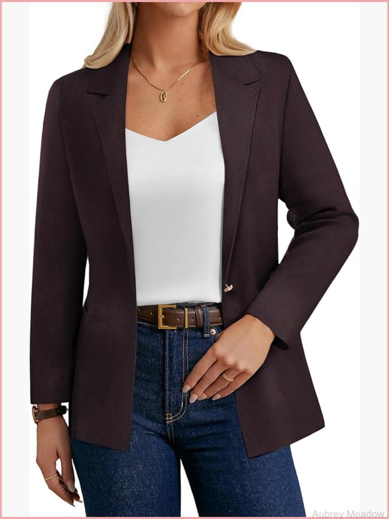 Sweater Blazer Women Business Casual Long Sleeve Open Front Cardigan Suit